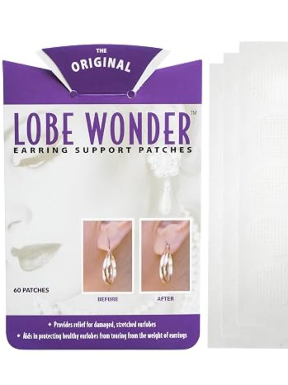 Lobe Wonder The ORIGINAL Earring Support Patches – 60 Clear & Latex-Free
